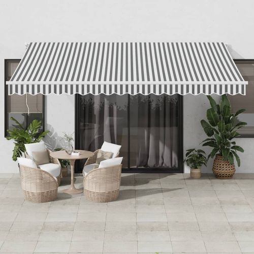 vidaXL Automatic Retractable Awning with LED Anthracite&White 400x350 cm vidaXL