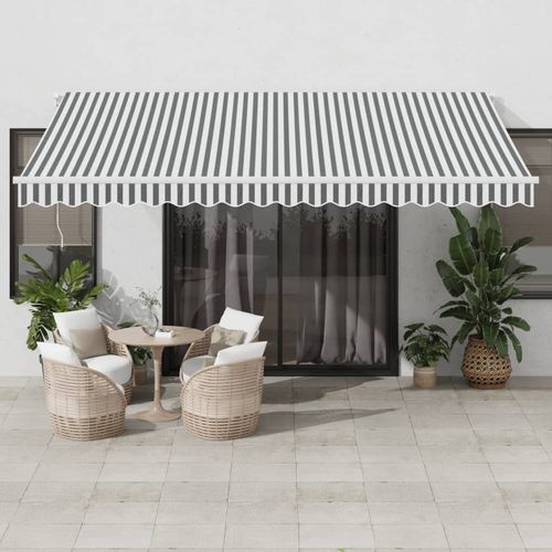 vidaXL Automatic Retractable Awning with LED Anthracite&White 400x350 cm vidaXL