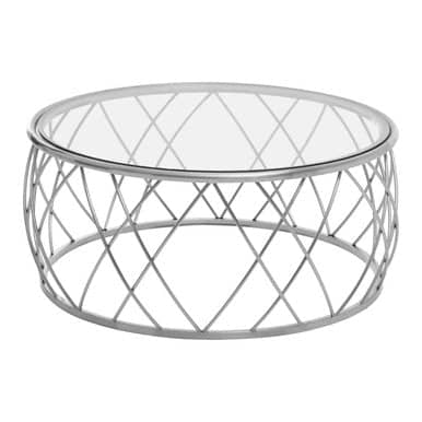 Ackley Silver Round Coffee Table with Clear Glass Orsina