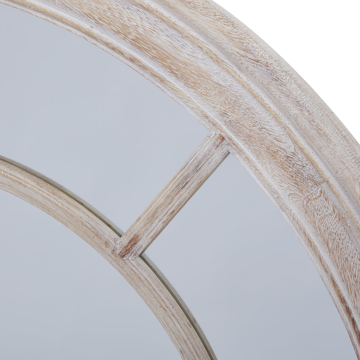 Round Mirror with a natural wooden frame, perfect for adding elegance to any wall