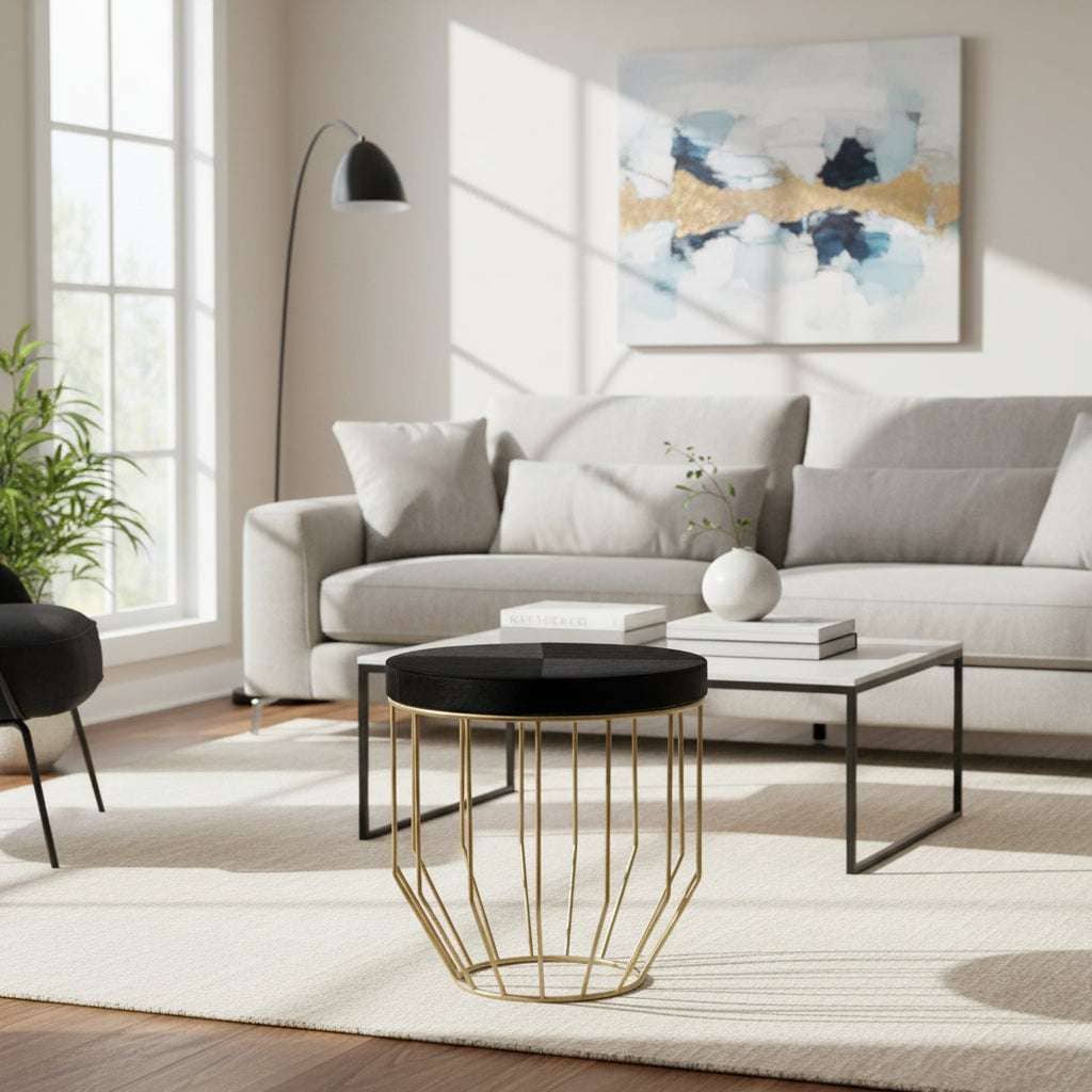 Kensington Townhouse Hair On Hide Round Side Table Orsina