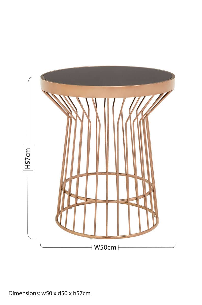 Alvaro Copper Finish Round Side Table Orsina