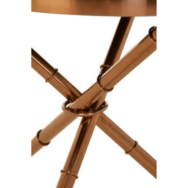 Alvaro Round Side Table With Rose Gold Legs And Black Glass Top Orsina