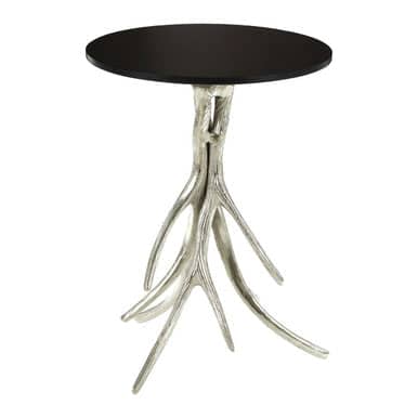 Antler Round Side Table with Black Marble Top Orsina
