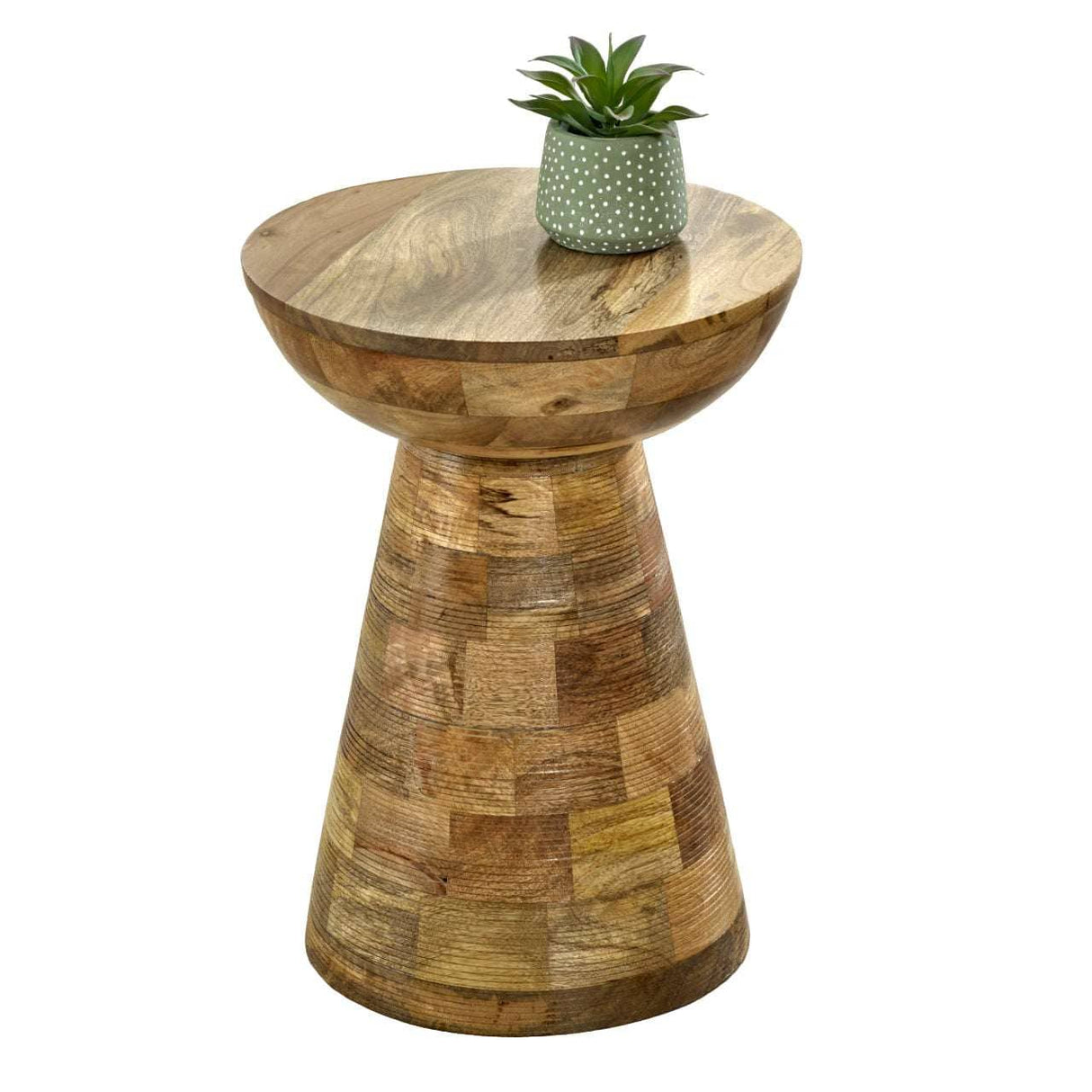 Merlin Mango Wooden Round Side Table Mushroom Style Verty Furniture