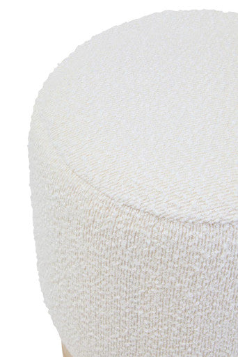Mota Burl Wood And Cream Boucle Round Stool Orsina