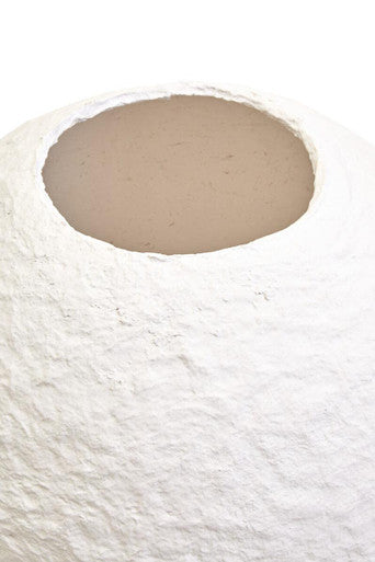 Orsina Round Vase with a textured white finish, perfect for floral arrangements or home decor
