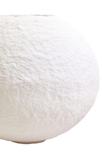 Orsina Round Vase in textured white finish, perfect for floral arrangements or decorative displays