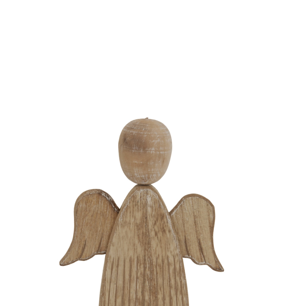 Rustic Angel Wooden Decoration for Christmas Room Decor with a Natural Finish