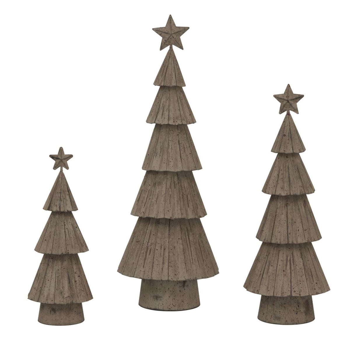 Set of three Rustic Bough Tree decorations in various sizes for festive Christmas room decor