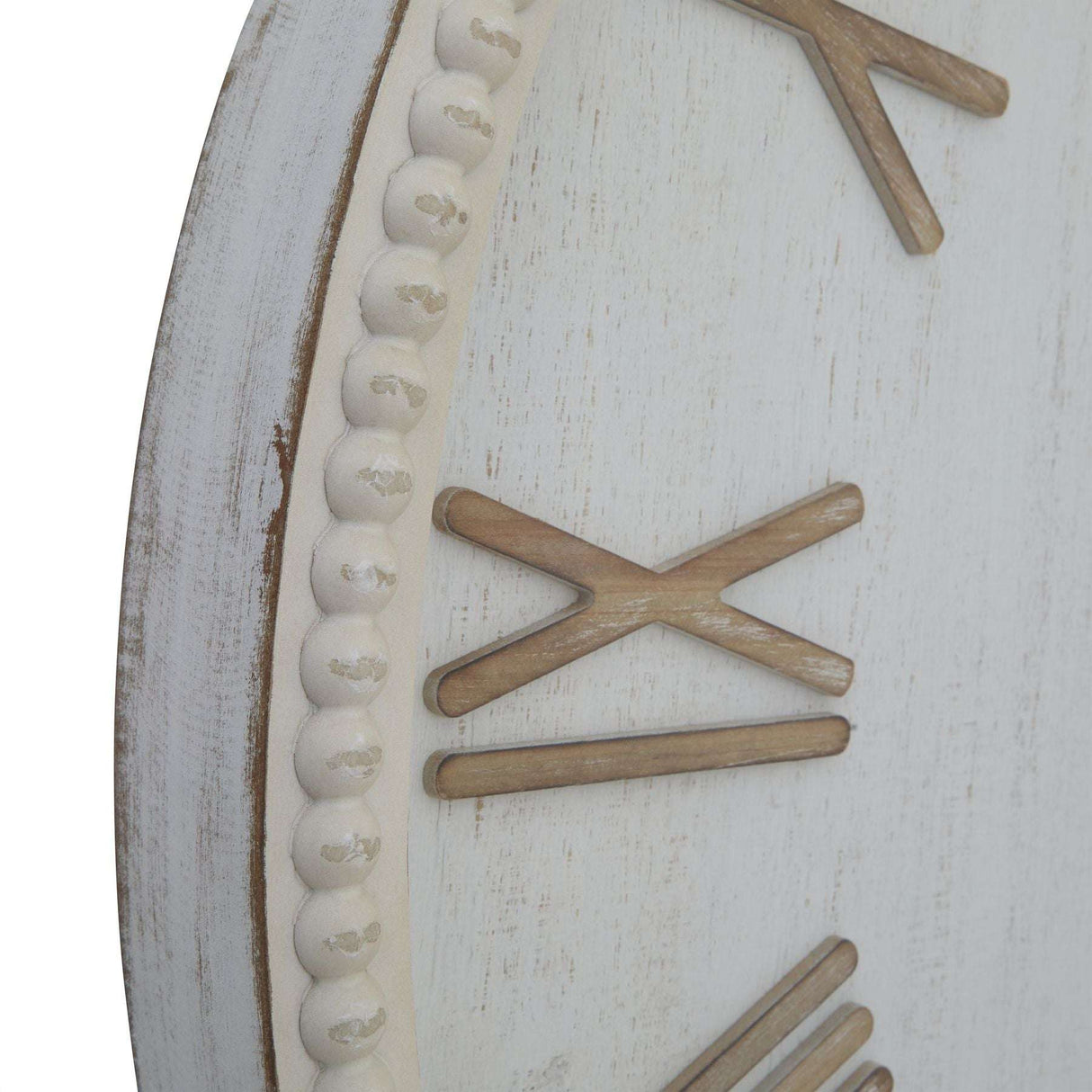 Large White Rustic Clock With Beaded Frame Shades 4 Seasons