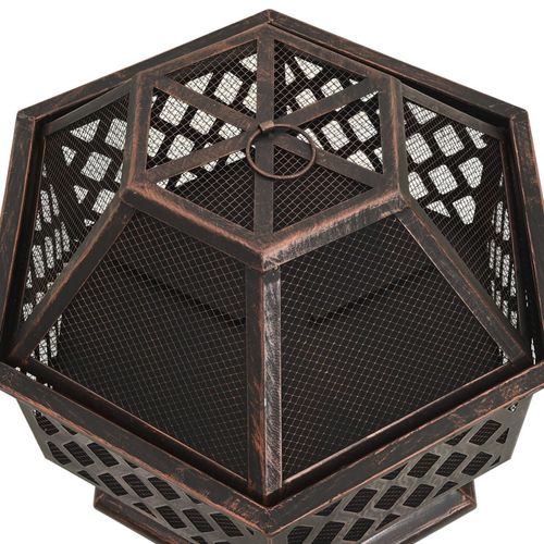 vidaXL Rustic Fire Pit with Poker 62x54x56 cm XXL Steel vidaXL