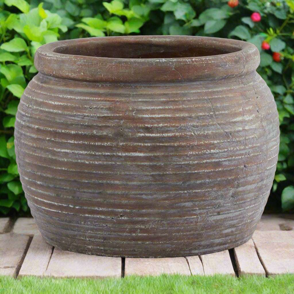 Siena Brown Diameter Rimmed Plant Pot BROWN CERAMIC Shades 4 Seasons