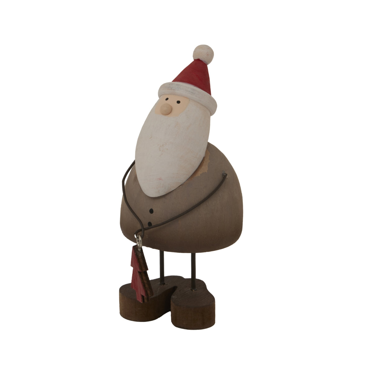 Rustic Santa Decoration with a Brown Body and Red Hat, Perfect for Christmas Room Decor