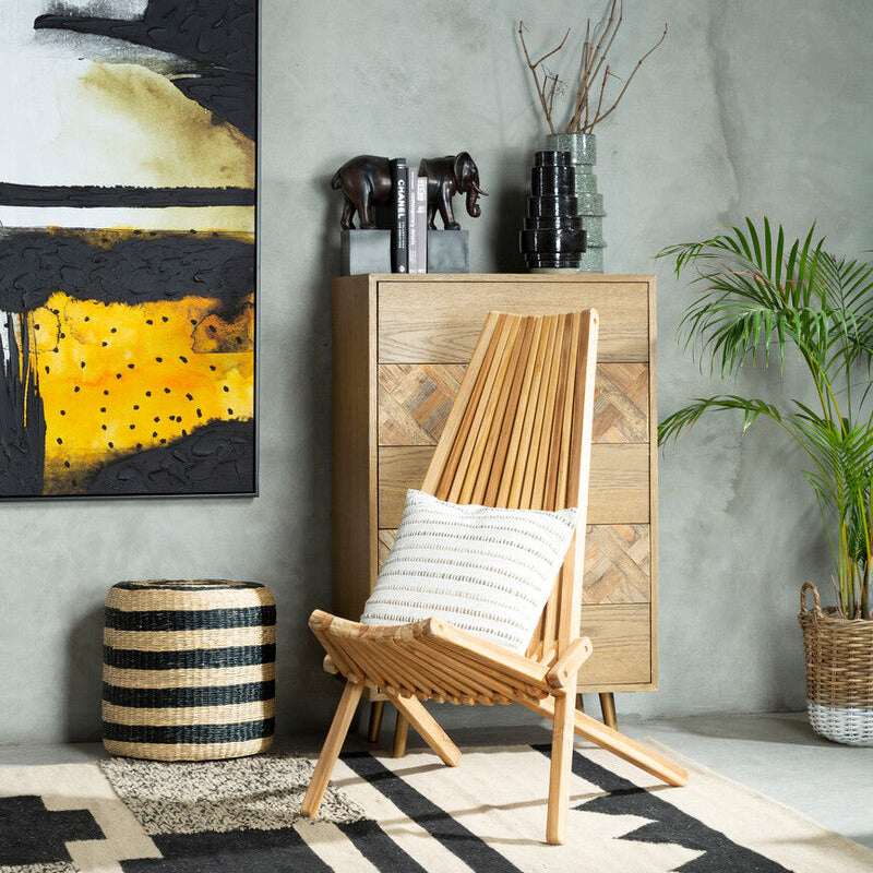 Ashby Seagrass Pouffe with Black Stripes Orsina