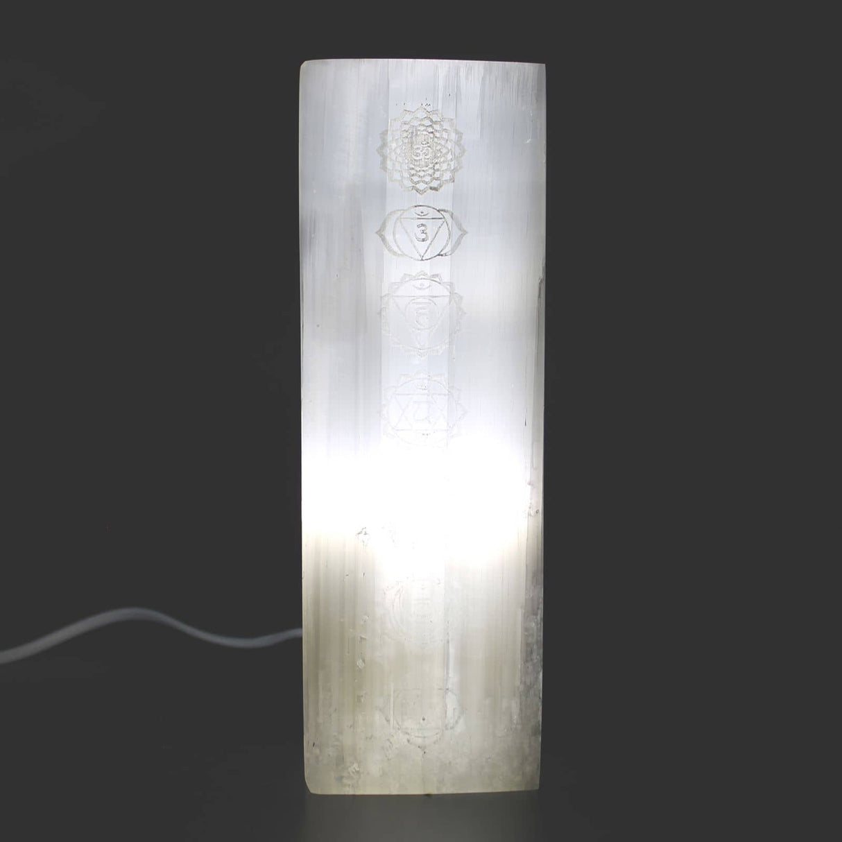 Selenite Block Lamp 25cm Chakra Lamp AW Dropship UK