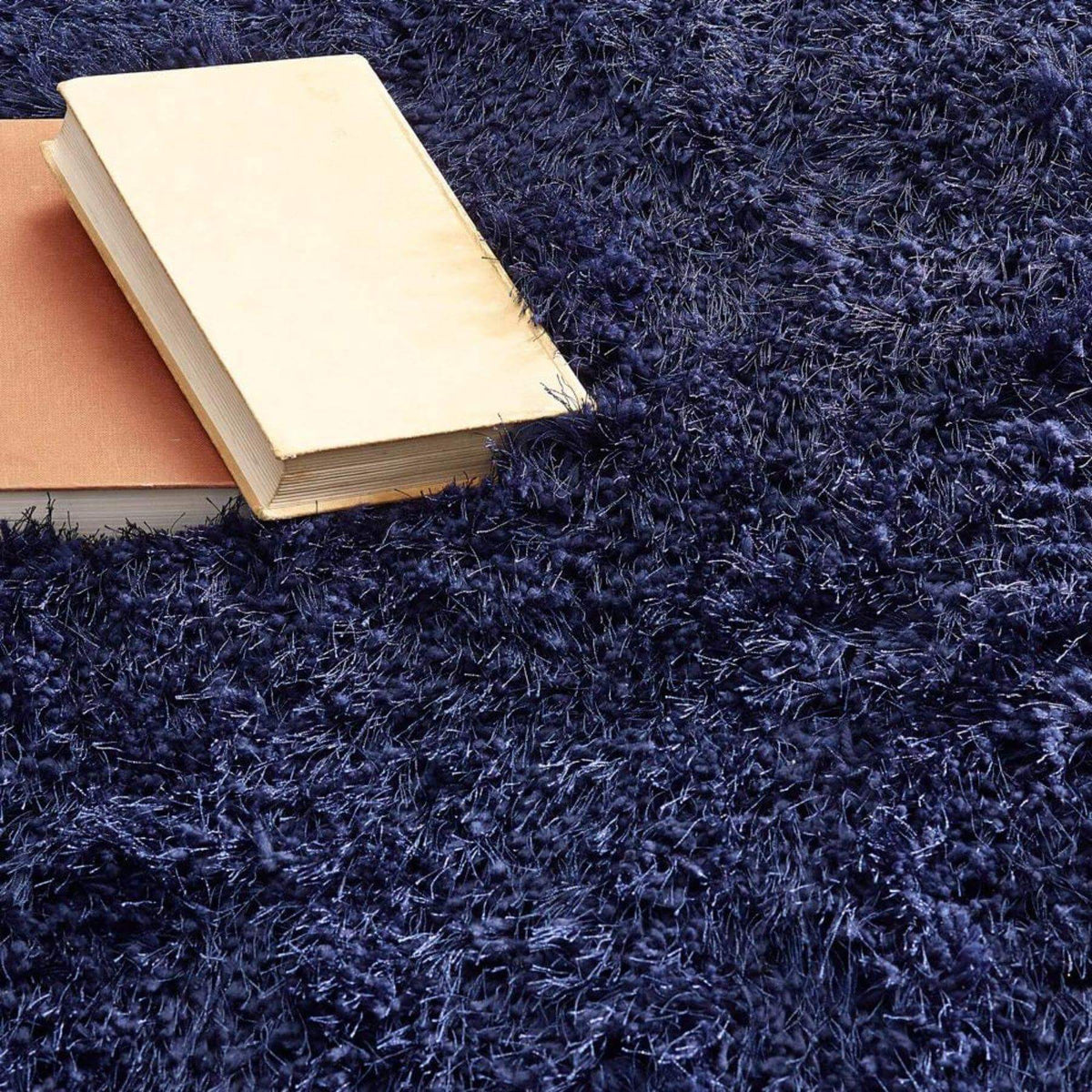 Soft navy Shaggy Rug with plush texture, perfect for adding warmth to your living space