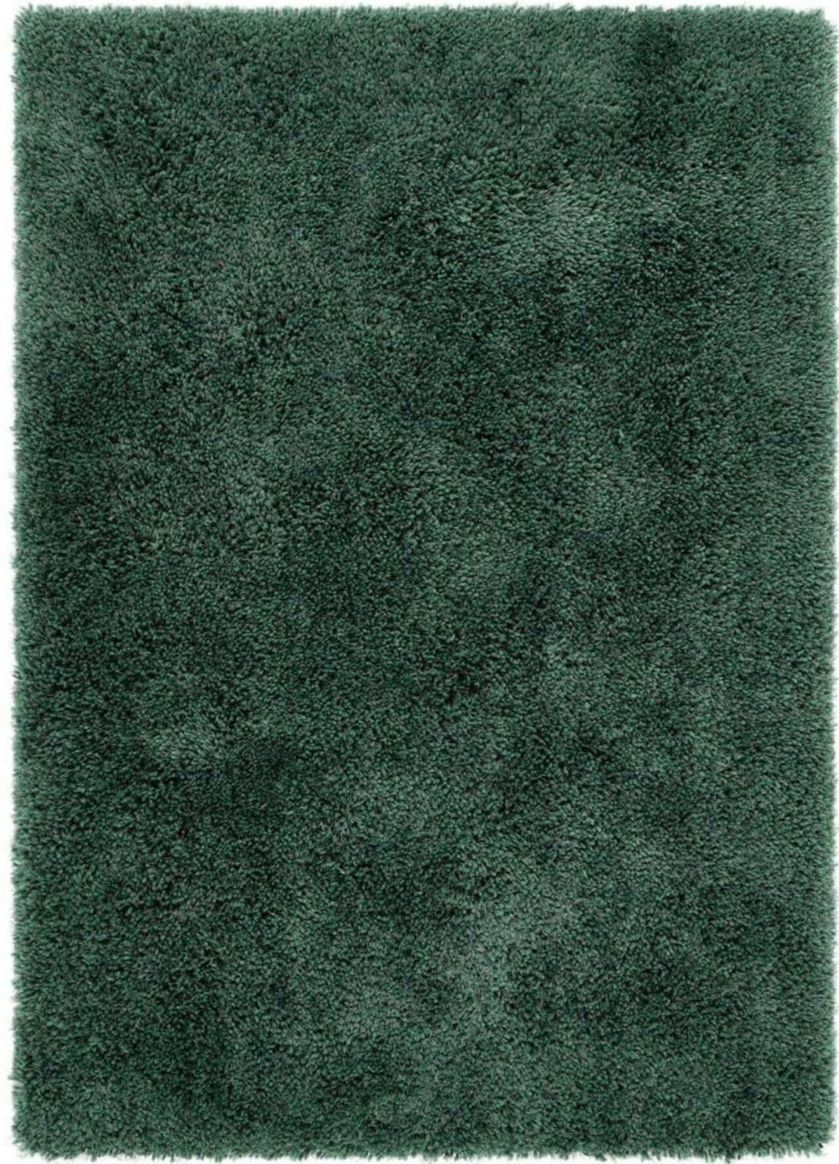 Luxurious dark green shaggy rug with a soft, plush texture for a cozy home atmosphere