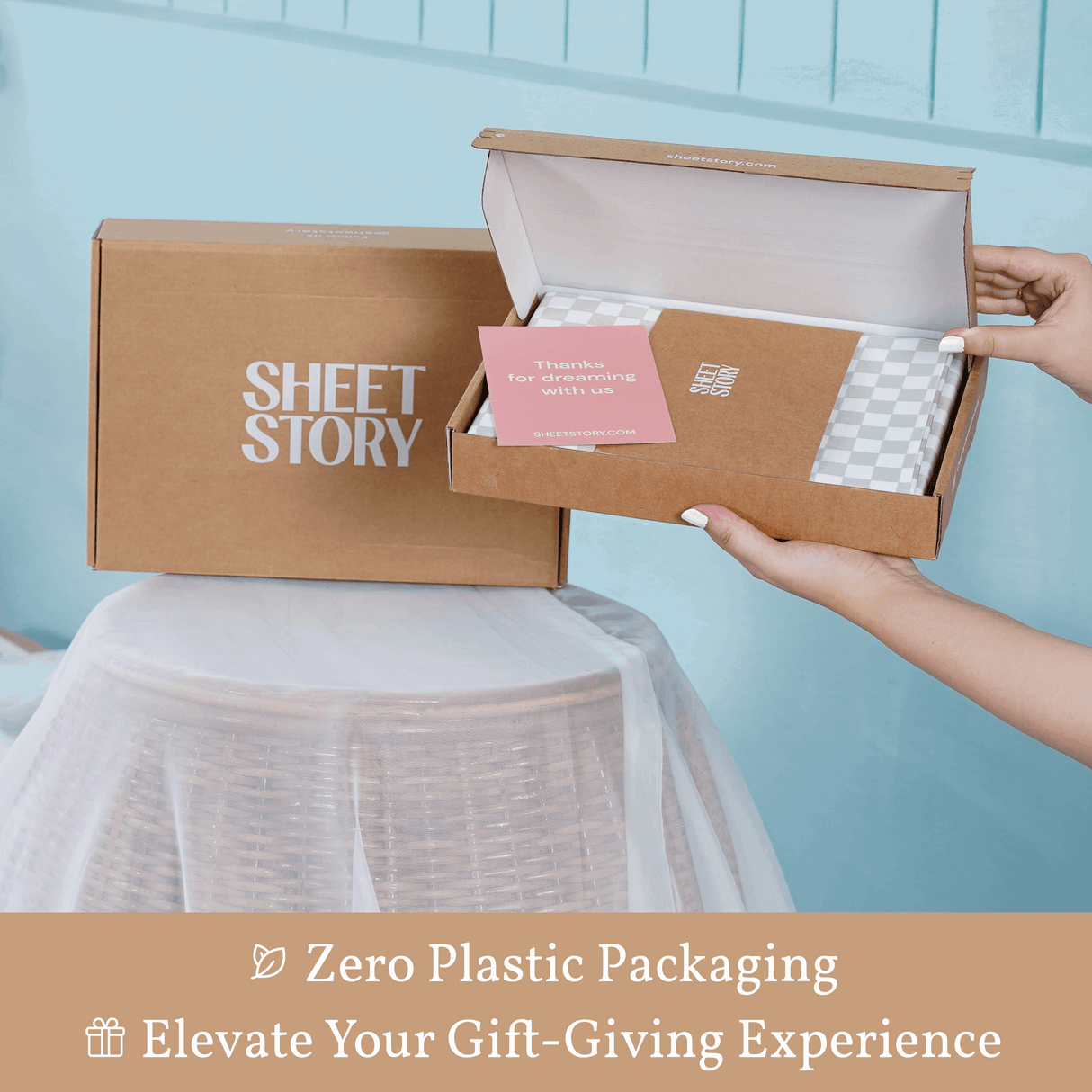 SHEET STORY Duvet Cover Set delivered in eco-friendly packaging with a thank you note