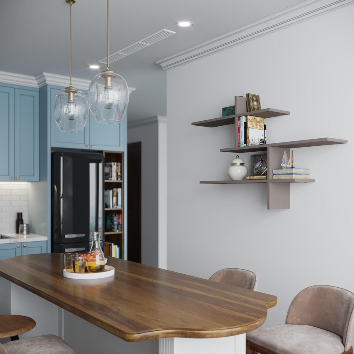 Decortie Floating Shelf in a modern kitchen, showcasing stylish decor and functional storage