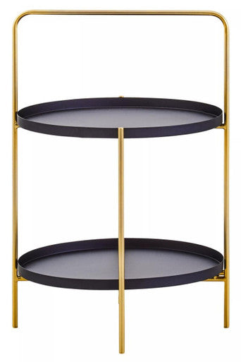 Orsina Side Table with Two Circular Tiers and Gold Frame for Modern Living Spaces