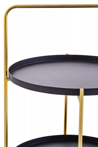 Orsina modern Side Table with two circular tiers and sleek gold frame for stylish decor