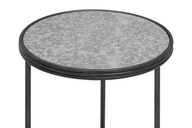 Orsina Modern Side Table with a Grey Round Top and Sleek Black Metal Legs
