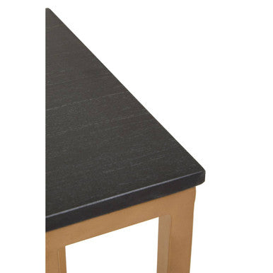 Orsina Side Table with a sleek black top and minimalist wooden frame design