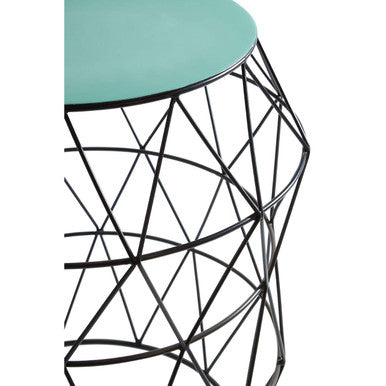 Stylish Orsina Side Table with a green top and geometric black metal base