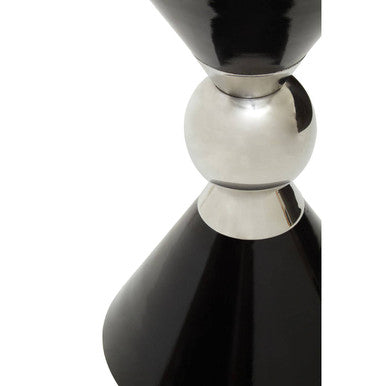 Orsina Side Table featuring a sleek black finish and shiny metallic accents for modern decor
