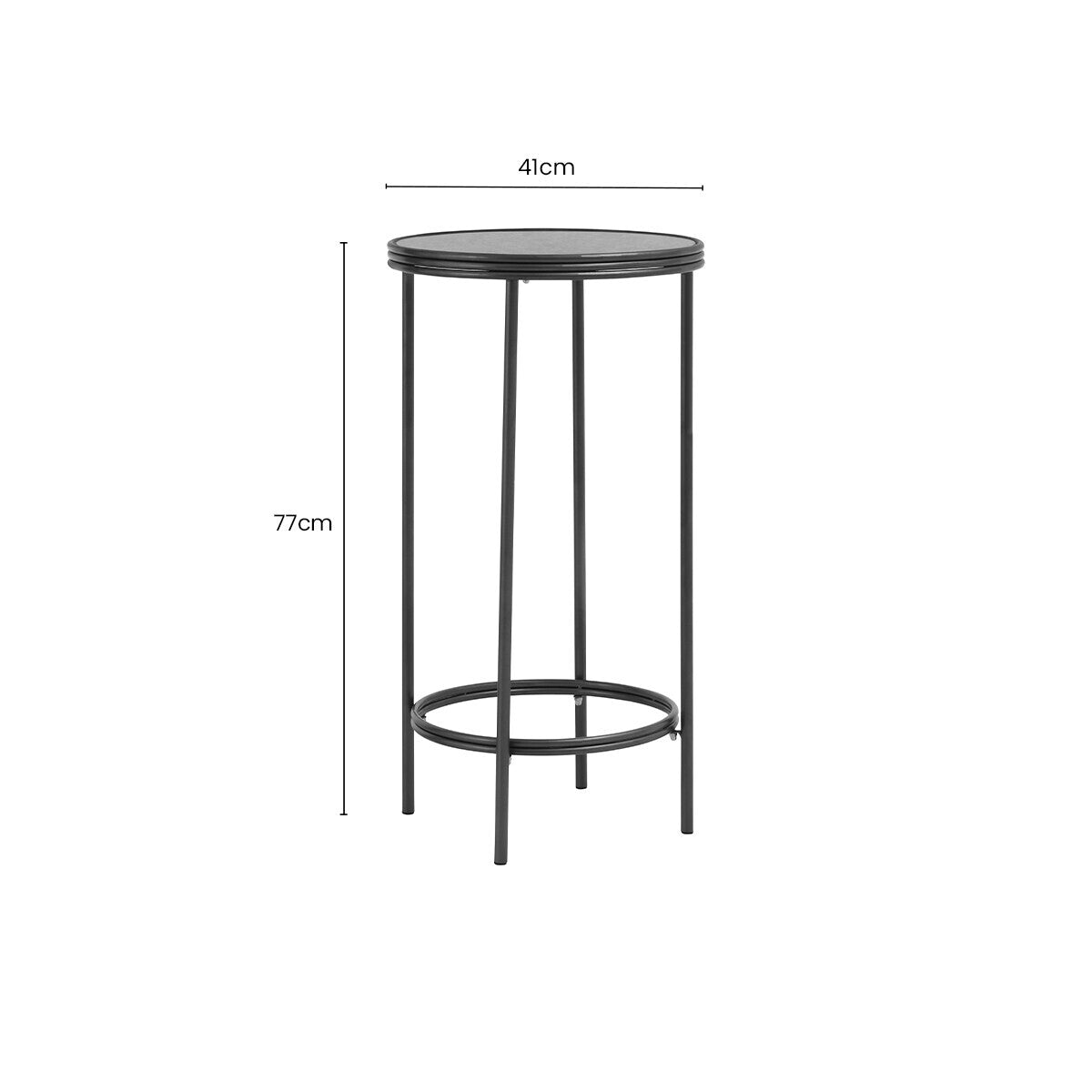 Orsina stylish black metal side table with a sleek design, 41cm diameter and 77cm height