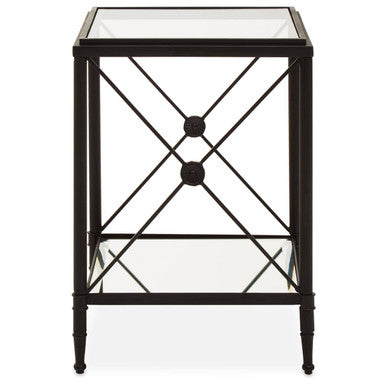 Orsina Side Table with Glass Top and Sturdy Metal Frame for Stylish Living Room Decor