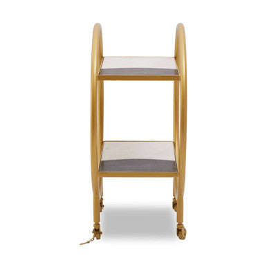 Orsina Side Table with Two Shelves and Gold Frame, Ideal for Entertaining or Home Decor