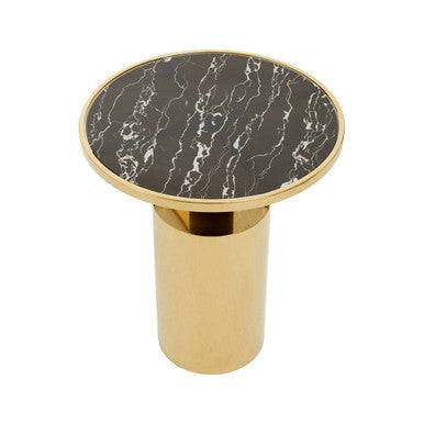 Orsina Side Table with a Black Marble Top and Gold Base, perfect for modern interiors