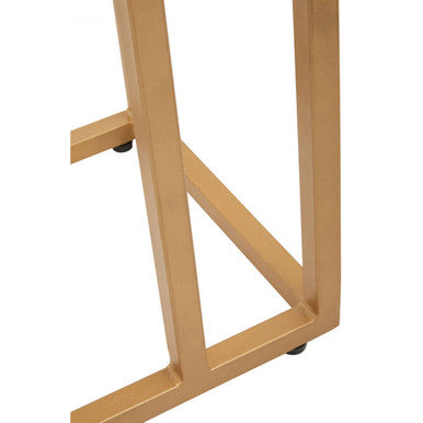 Orsina Side Table featuring a modern geometric design with a gold metal frame