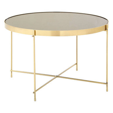 Orsina Round Side Table with a Brass Frame and Glass Top for Modern Living Spaces