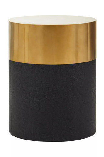 Orsina Side Table with a sleek brass top and textured black base for stylish home decor