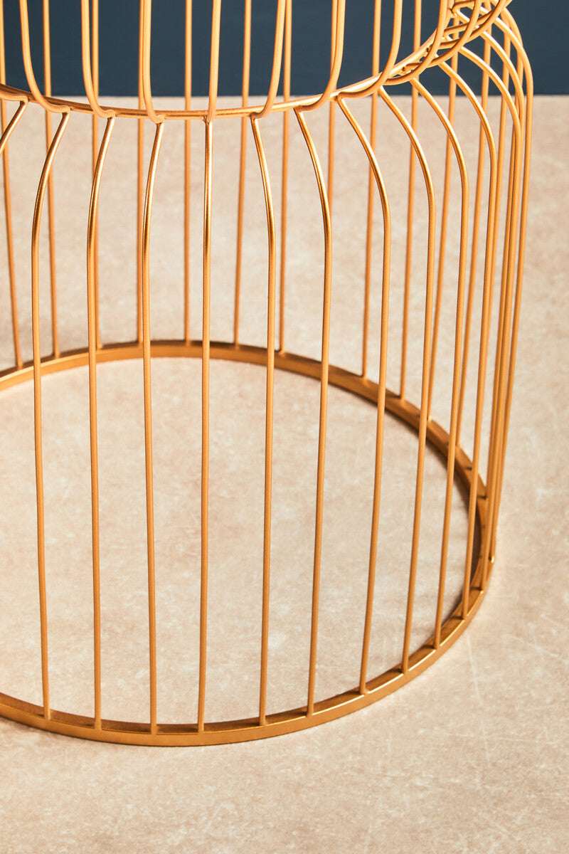 Avantis Gold Metal Wireframe Round Side Table Orsina
