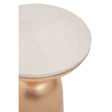 Amira White Marble Top Gold Base Side Table Orsina