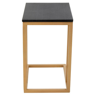 Orsina Side Table with a black top and gold metal frame for modern living spaces