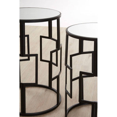 Avantis Set of 2 Square Design Black Side Tables Orsina