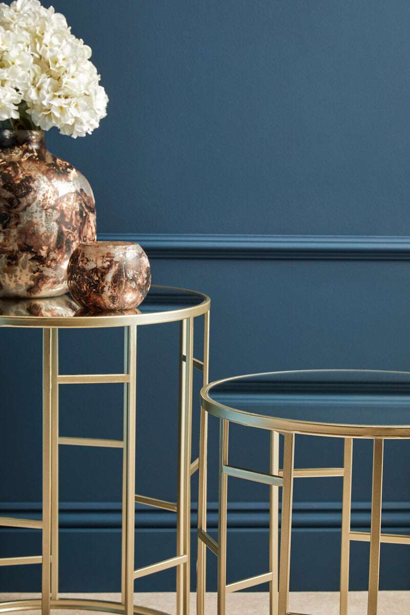 Avantis Set Of 2 Champagne Finish Round Side Tables Orsina