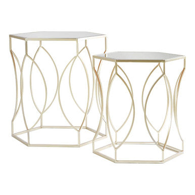 Avantis Set Of 2 Hexagon Champagne Finish Side Tables Orsina