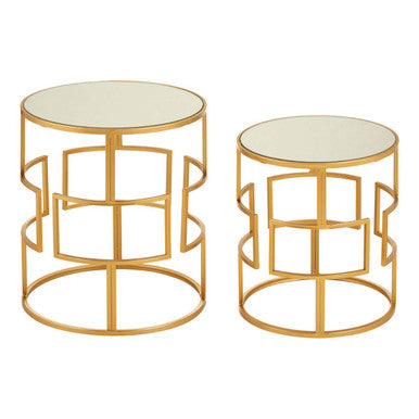 Avantis Set Of Two Gold Metal Round Side Tables Orsina