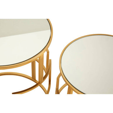 Avantis Set Of Two Gold Metal Round Side Tables Orsina
