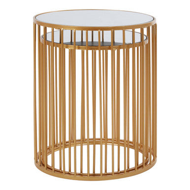 Avantis Gold and Mirror Top Set of 2 Round Side Tables Orsina