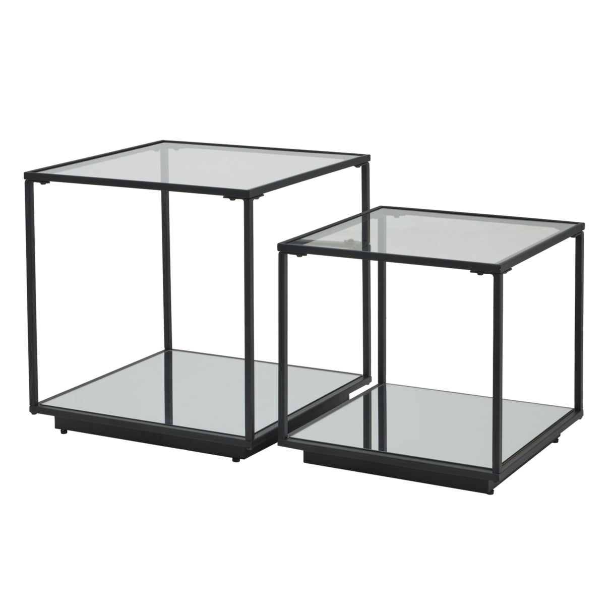 Modern Shades 4 Seasons Side Tables in Black Frame with Glass Top for Stylish Living Spaces