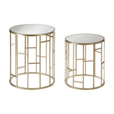 Avantis Set Of 2 Champagne Finish Round Side Tables Orsina