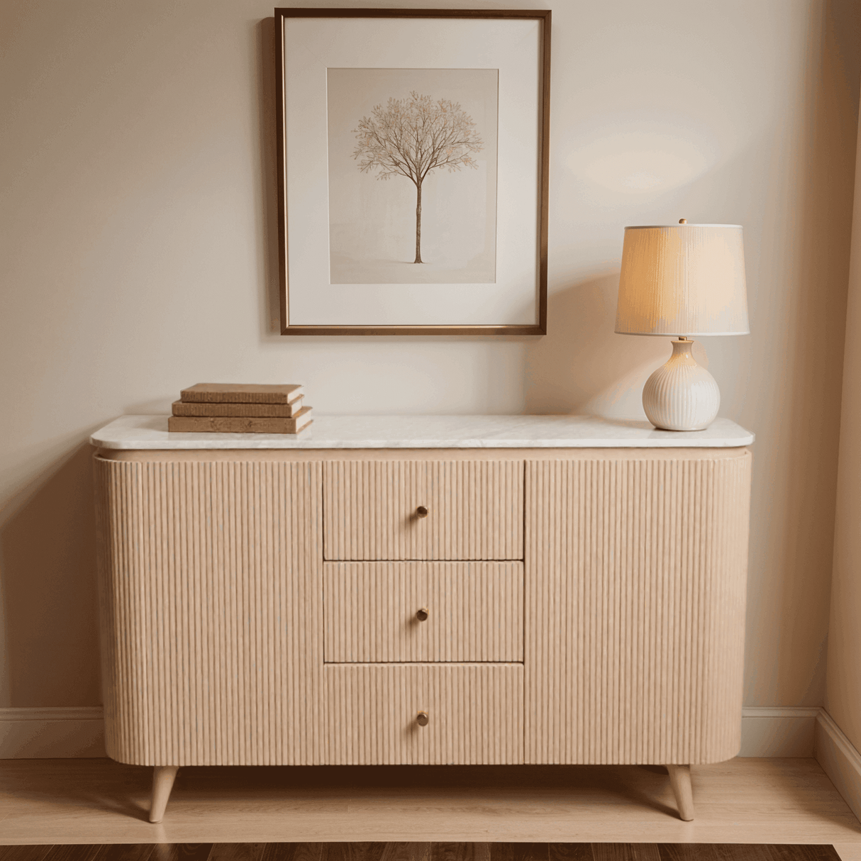 Bundi Natural Marble & Wood Extra Large Sideboard Verty Furniture
