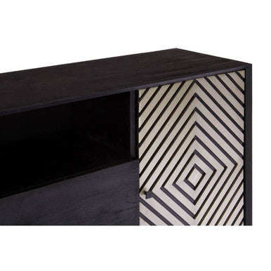 Orsina Sideboard with geometric design doors and sleek black finish for contemporary interiors